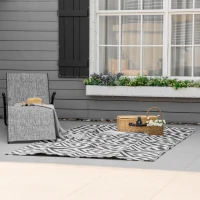 Outsunny Reversible Outdoor RV Rug, Patio Floor Mat, 5' x 8' Plastic Straw Rug for Backyard, Deck, Beach, Camping, Black & White(m-10)