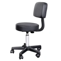 HOMCOM Swivel Medical Salon Stool with Back Support, Rolling Office Drafting Chair with Adjustable Height, PU Leather Surface and Wheels, Black(m-8)