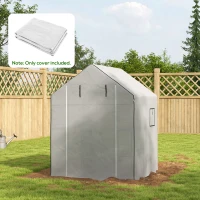 Outsunny 01-0472 Replacement Cover, 55" x 56.25" x 74.75" Walk-in Greenhouse Cover Reinforced Anti-Tear PE Hot House Cover, White(m-10)