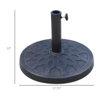 Outsunny 18" 26 lbs Round Resin Umbrella Base Stand Market Parasol Holder with Beautiful Decorative Pattern & Easy Setup, for Φ1.5", Φ1.89" Pole, for Lawn, Deck, Backyard, Garden, Bronze(m-3)