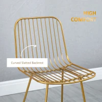 HOMCOM Modern Bar Stools, Metal Wire Bar Height Barstools, 30" Seat Height Bar Chairs for Kitchen with Back and Footrest, Set of 2, Gold(m-5)