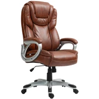 HOMCOM High Back Desk Chair with Swivel Wheels, Tilt Function, Executive Office Chair with Cushion & Adjustable Height, Brown(m-1)