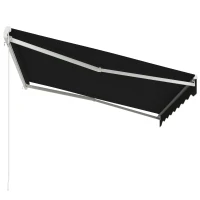 Outsunny 10' x 8' Electric Awning, Retractable Awning, UV Protection Sun Shade Shelter with Remote Controller and Manual Crank Handle for Deck, Balcony, Yard, Black(m-12)
