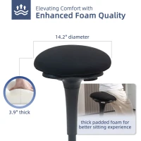HOMCOM Backless Wobble Chair, Adjustable Active Ergonomic Stool Chair, with Rocking Motion, Padded, Black(m-6)