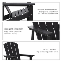 Outsunny Adirondack Chair, HDPE Fire Pit Chair, Weather Resistant Outdoor Chair for Patio, Garden, Backyard, Lawn, Black(m-5)