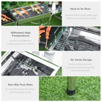 Outsunny Portable Outdoor Charcoal BBQ Grill Kebab Barbecue Charcoal Stainless Steel Smoker Camping Cooking(m-6)
