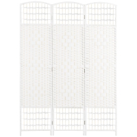 HOMCOM 3 Panel Folding Room Divider Portable Privacy Screen Wave Fiber Room Partition for Home Office White
