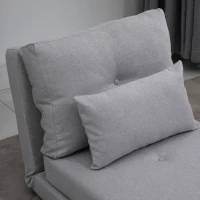 HOMCOM Convertible Flip Chair, Floor Lazy Sofa, Folding Upholstered Couch Bed with Adjustable Backrest, Metal Frame and Pillows for Living Room Bedroom, Light Grey(m-8)