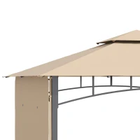 Outsunny 10' x 10' Patio Gazebo with Expandable Side Awnings, Outdoor Canopy Shelter with Double Vented Roof and Steel Frame, for Lawn, Backyard and Deck, Beige(m-9)