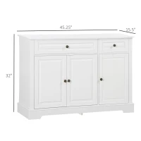 HOMCOM Sideboard Buffet Cabinet, Modern Accent Cabinet with 2 Drawers and Adjustable Shelves, Entryway Cabinet, White(m-3)