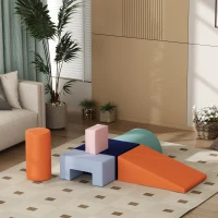 Qaba 6 Piece Soft Play Equipment for Kids 6-72 Months, Orange and Blue(m-9)