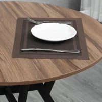 HOMCOM 35" Round Dining Table, Modern Dining Room Table with Steel Frame, Space Saving Small Kitchen Table, Brown(m-8)
