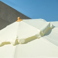 Outsunny 9' Patio Umbrella with Push Button Tilt and Crank, Double Top Ruffled Outdoor Market Table Umbrella with 8 Ribs, for Garden, Deck, Pool, Cream White(m-9)