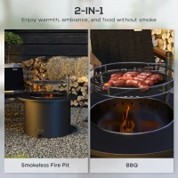 Outsunny 2-in-1 Smokeless Firepit, Stainless Steel Bonfire Stove with Poker and Ash Tray for Backyard, Patio, Picnic, Black(m-4)