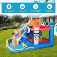 Outsunny 5-in-1 Kids Bounce House Inflatable Water Slide with Pool, Water Cannon, Climbing Wall, Inflator Included, Jumping Castle Kids Backyard Activity Outdoor Water Play Toy(m-5)