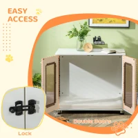 PawHut Dog Crate Furniture with Water-resistant Cushion, Dog Crate End Table with Double Doors, Indoor Pet Crate for Small Medium Dogs Indoor Use, White(m-6)
