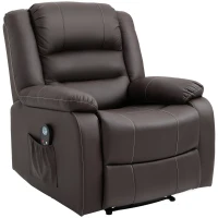HOMCOM Vibrating Massage PU Leather Recliner Chair, Footrest with Remote Control, 8 Massaging Points, Dark Brown(m-1)