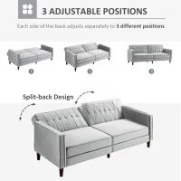 HOMCOM 3 Seater Sofa Bed with Reclining Split Back & Rubber Wood Legs, Light Gray(m-5)