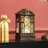 HOMCOM Musical Snow Globe with Lights, Christmas Snow Globe Lantern with Swirling Glitter for Holiday Party Gift, Bronze(m-8)