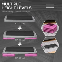 Soozier 43" Adjustable Aerobic Platform Stepper 3 Level with Risers 4” 6” 8” Cardio Fitness Trainer Workout Step Home Gym Exercise, Black Purple(m-4)