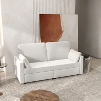 HOMCOM Modern 3 Seater Sofa, 77" Upholstered Couch with 2 Throw Cushions for Bedroom, Living Room, Cream White(m-8)