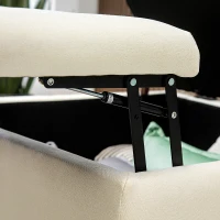 HOMCOM 30" Square Storage Ottoman, Upholstered Ottoman Coffee Table with Lift Top, Button Tufted and Wood Legs, Accent Footstool for Living Room, Cream White(m-9)