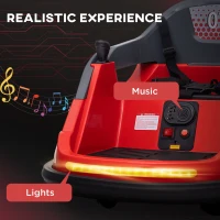 Aosom Bumper Car 12V 360° Rotation Electric Car for Kids, with Remote Control, Lights, Music, for 1.5-5 Years Old, Red(m-5)