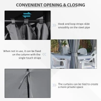 Outsunny 13'x 10' Soft-top Steel Patio Gazebo Canopy Party Tent with 6 Removable Curtains and Drainage Holes, Grey(m-5)