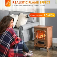 HOMCOM Fireplace Stove, Electric Fireplace Heater with Realistic LED Flames and Logs, 725W/1450W, Dark Brown(m-4)