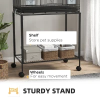 PawHut Double Stackable Bird Cage on Wheels w/ Stand, for Canaries(m-8)