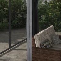 Outsunny 12' x 19' Aluminum Pergola with Adjustable Louvered, Outdoor Pergola with Curtains and Netting, Dark Gray(m-9)