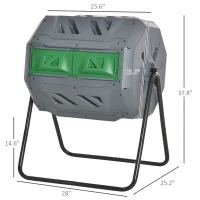 Outsunny Tumbling Compost Bin Outdoor 360° Dual Chamber Rotating Composter 43 Gallon, Light Gray(m-3)