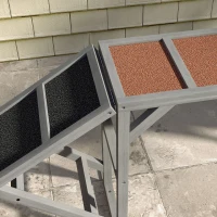 PawHut Dog Agility Equipment Ramp with Safety Bar, Non-slip Surface, for Walk and Pause Training, Gray(m-9)