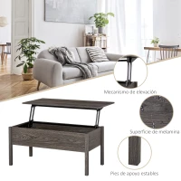 HOMCOM 39" Modern Lift Top Coffee Table with Hidden Storage Compartment, Center Table for Living Room, Grey(m-6)