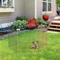 PawHut 23.5"H Metal Pet Playpen Portable Hexagon Dog Exercise Fence Flexible Shape Puppy Crate Kennel w/ Door for Outdoor(m-10)
