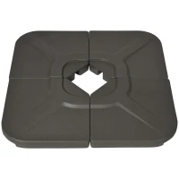 Outsunny 4-Piece 175lb Cantilever Patio Umbrella Base Weights for Offset Hanging Umbrella, HDPE Water or Sand Filled Umbrella Weights for Cross Base Stand, Brown(m-11)