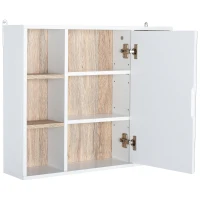 HOMCOM Wall-Mounted Bathroom Medicine Cabinet with Mirror, Over Toilet Bathroom Vanity Cabinet White & Oak(m-11)