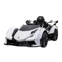 Aosom 12V Electric Ride-on Car, Licensed Lamborghini V12 Vision Gran Turismo Battery-Powered Ride-on Toy with Remote Control, Music, LED Lights, for 3-6 Year Old Boys and Girls, White(m-11)