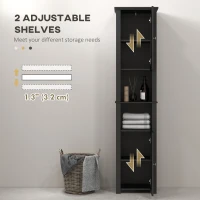 HOMCOM Tall Medicine Cabinet, Freestanding Bathroom Storage Cabinet with Shelves and 2 Cupboards, Bathroom Organizer, Black(m-5)