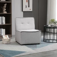 HOMCOM Modern Modular Accent Chair, Armless Fabric Sectional Sofa for Living Room or Bedroom, Grey(m-2)