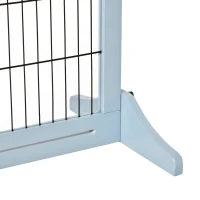 PawHut 41"-72" Wooden Freestanding Pet Gate with Support Feet, for Small Medium Dogs, Grey-Blue(m-9)