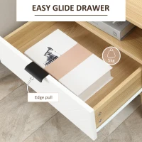 HOMCOM Modern Nightstand, Bedside Table with Drawer and Shelf for Bedroom, Living Room, Natural(m-5)