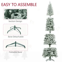 HOMCOM 9ft Pencil Christmas Tree, Flocked Tree with 1277 Branch Tips and Metal Base for Home, Indoor, Holiday(m-6)