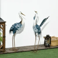 Outsunny Set of 2 Garden Sculptures, Heron Garden Statues for Lawn, Patio, Backyard Decoration, 29" & 27.5", Blue & White(m-7)
