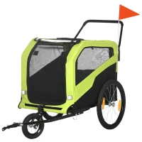Aosom 2-in-1 Dog Bike Trailer for Large Dogs, Green(m-2)