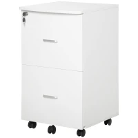 Vinsetto 2 Drawer File Cabinet with Lock, Small Rolling Filing Cabinet for A4, Letter-Size Documents, Printer Stand for Home Office, 17" x 17.75" x 28.25", White(m-11)
