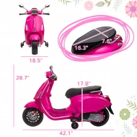 Qaba Vespa Licensed Kids Motorcycle 6V Toddler Motorcycle with Music, FM Radio, Headlight, Pink(m-3)