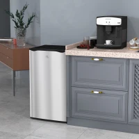 HOMCOM Compact Refrigerator, Mini Fridge with Freezer, Adjustable Shelf, Mechanical Thermostat and Reversible Door, Silver(m-8)