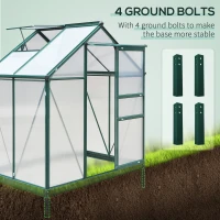 Outsunny 6' x 4' Greenhouse for Outdoors, Polycarbonate Greenhouse with Rain Gutter and Roof Vent, Aluminum Walk-in Green Houses for Outside for Patio Backyard Garden, Dark Green(m-8)