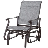 Outsunny Outdoor Glider Chair, Gliders for Outside Patio with Steel Frame and Mesh Fabric for Backyard, Garden, and Porch, Gray(m-11)